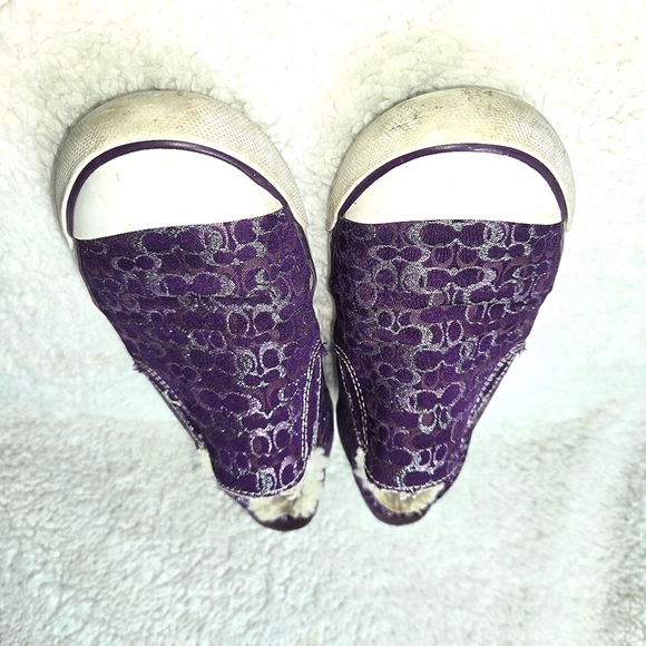 COACH Sherpa- Sz 8.5 Purple Logo Slip-On Sneaker- Shimmery w/Plenty of Life Left - Picture 7 of 9